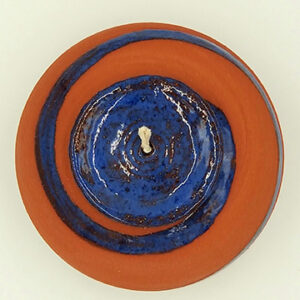 Terracotta Pottery Oil Lamp with Blue Glaze, top down view